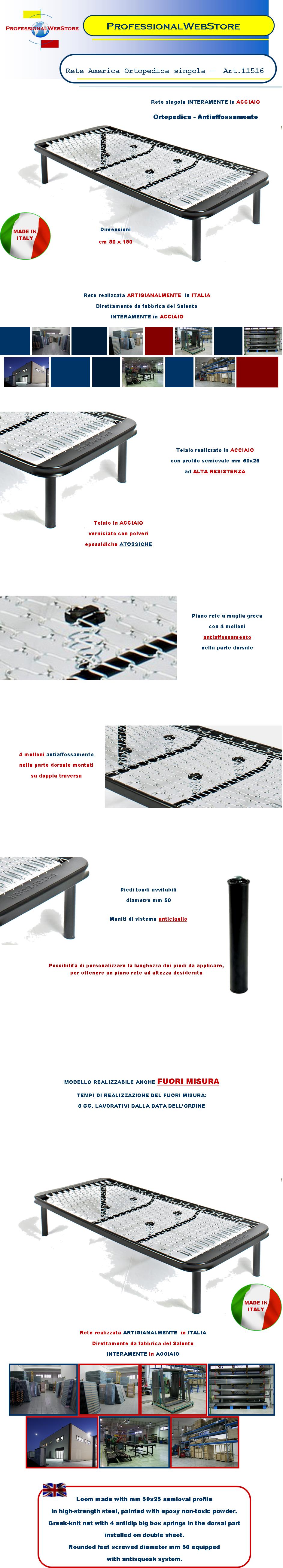 Rete Letto Singolo 80x190 Con Molle - Altezza 35cm, Made In Italy, Antiaffossamento - Foto 5